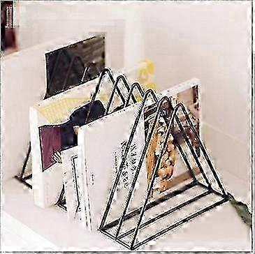 f Wrought iron CD vinyl record storage rack bookshelf triangle book magazine rack shelf simple desktop book stand black