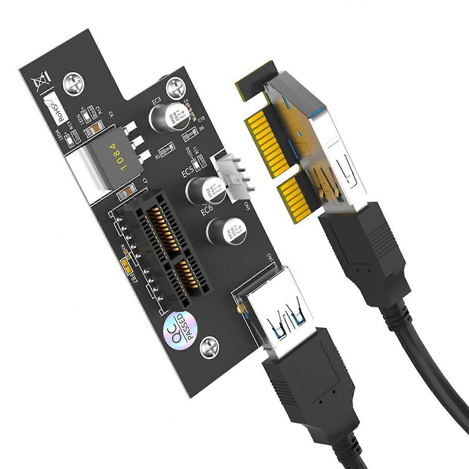 USB3.0 PCIE 1X to X1 Extension Card Horizontal Adapter for General Computer and Office Use Multicolor