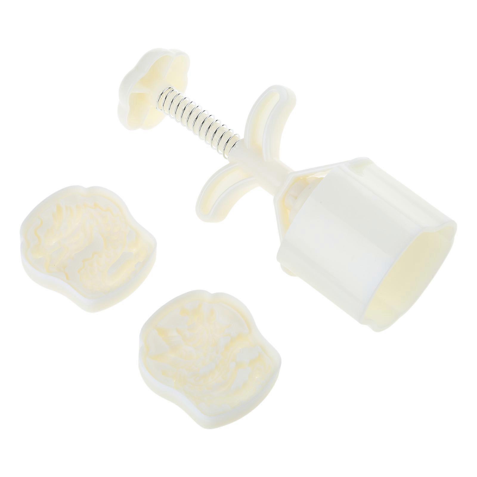 Pack of 2 Chinese Festival Mooncakes Maker Easy Demold Mooncakes Making Hand Press Molds with Dragon Phoenixes Pattern Multicolor