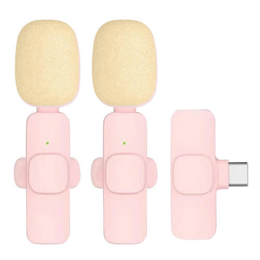 Wireless Lavalier Microphone 1 to 2 Lavalier Microphone Noise Reduction Mini Microphone for Laptop Live Mobile Phone A