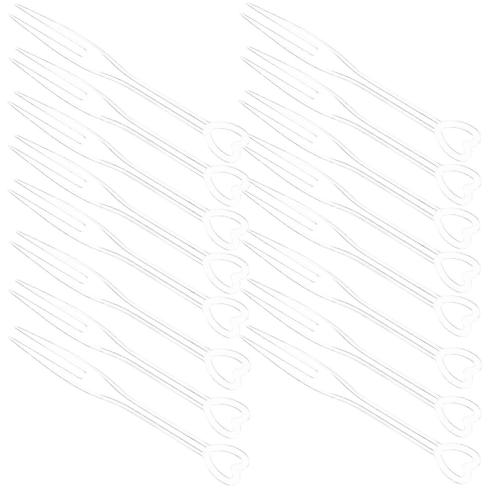 500PCS/Set 9CM Disposable Transparent Heart-shaped Fruit Fork Fruit Picks