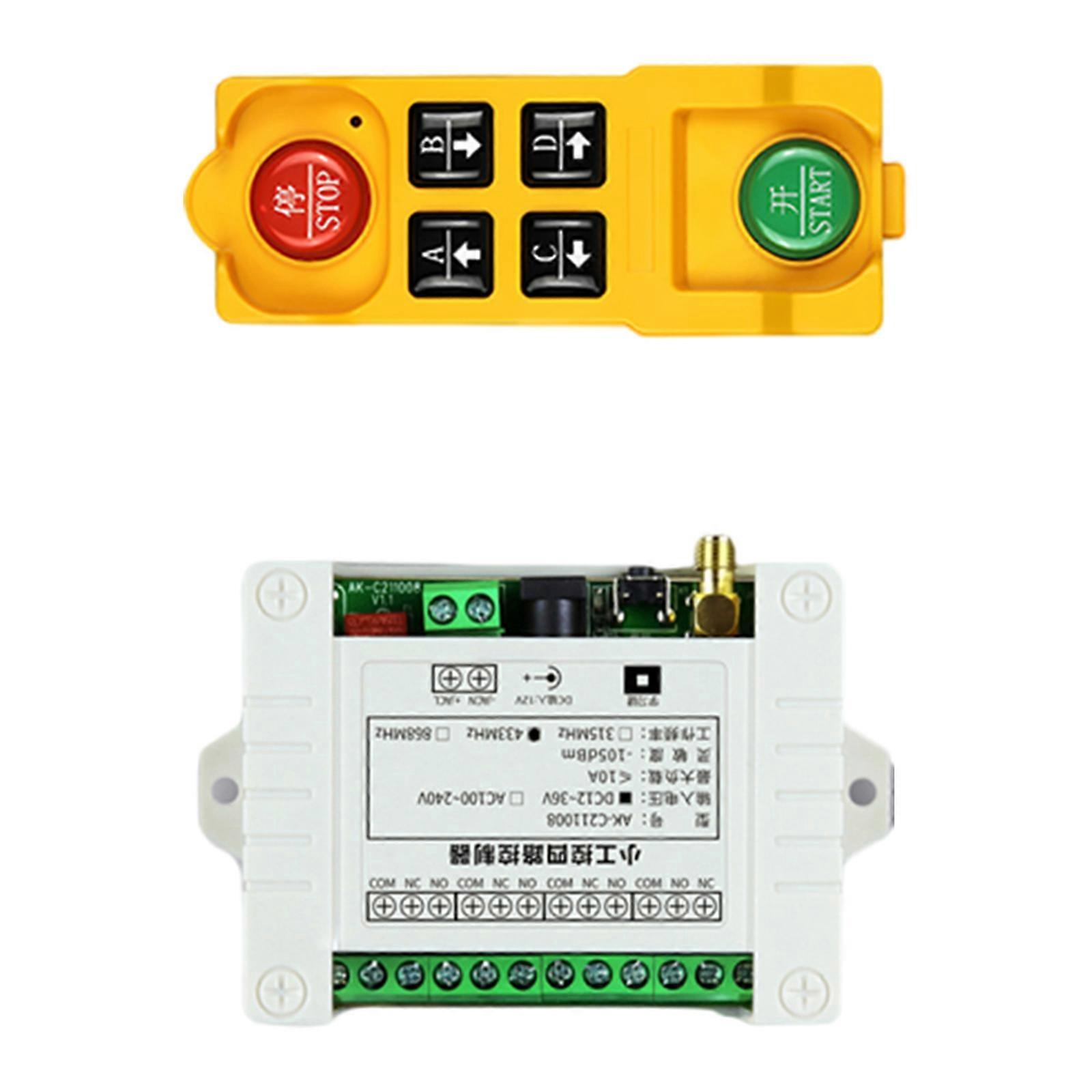 433Mhz Wireless Remote Control Switches 12V-36V/220V 4CH Receiver Module with 4-channel Remote Transmitter Set  yellow