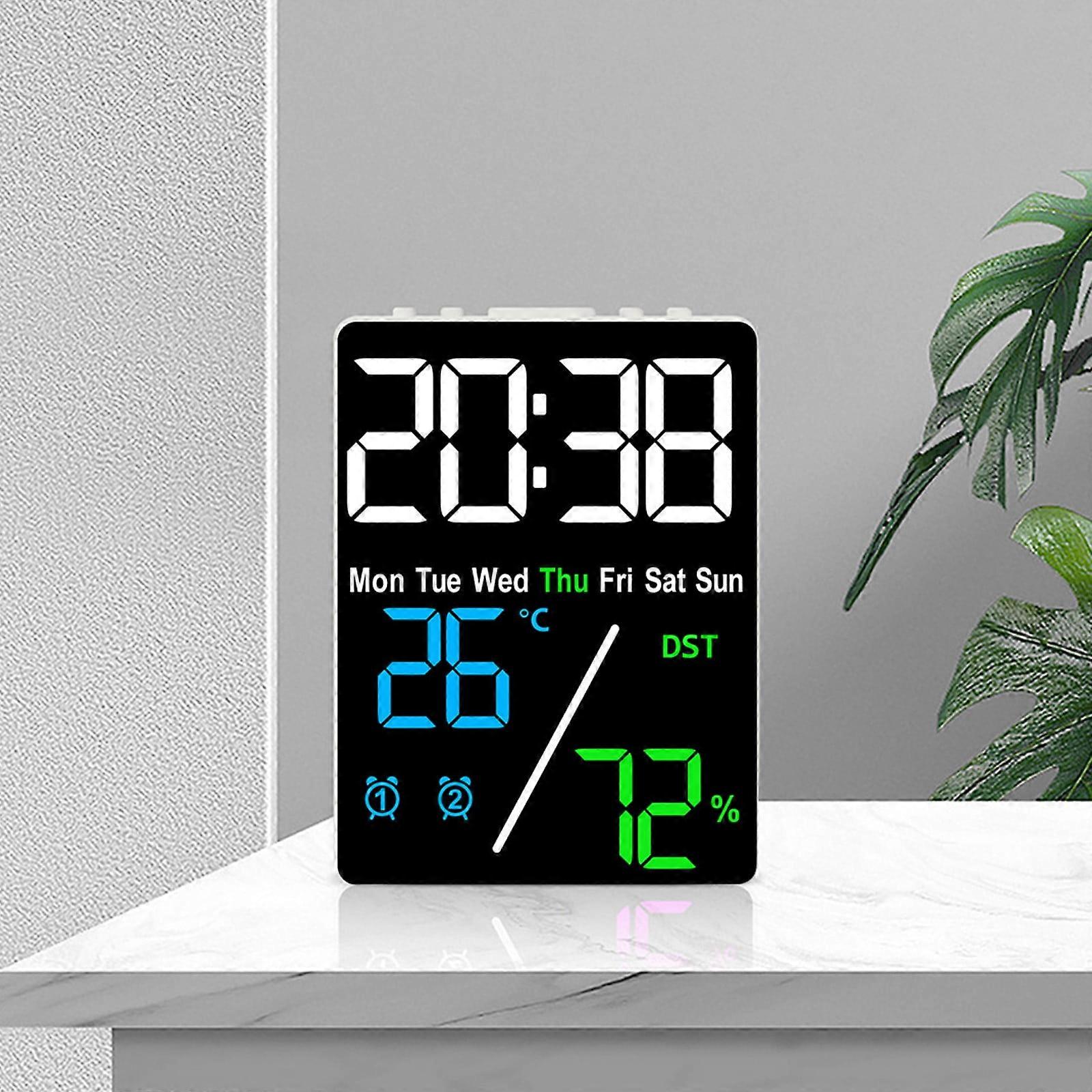 Kayannuo LED Digital Clock with Date, Week, Temp, Humidity, 2 Alarms, Adjustable Brightness, Daylight Saving - Compatible with Fall Decor Clearance