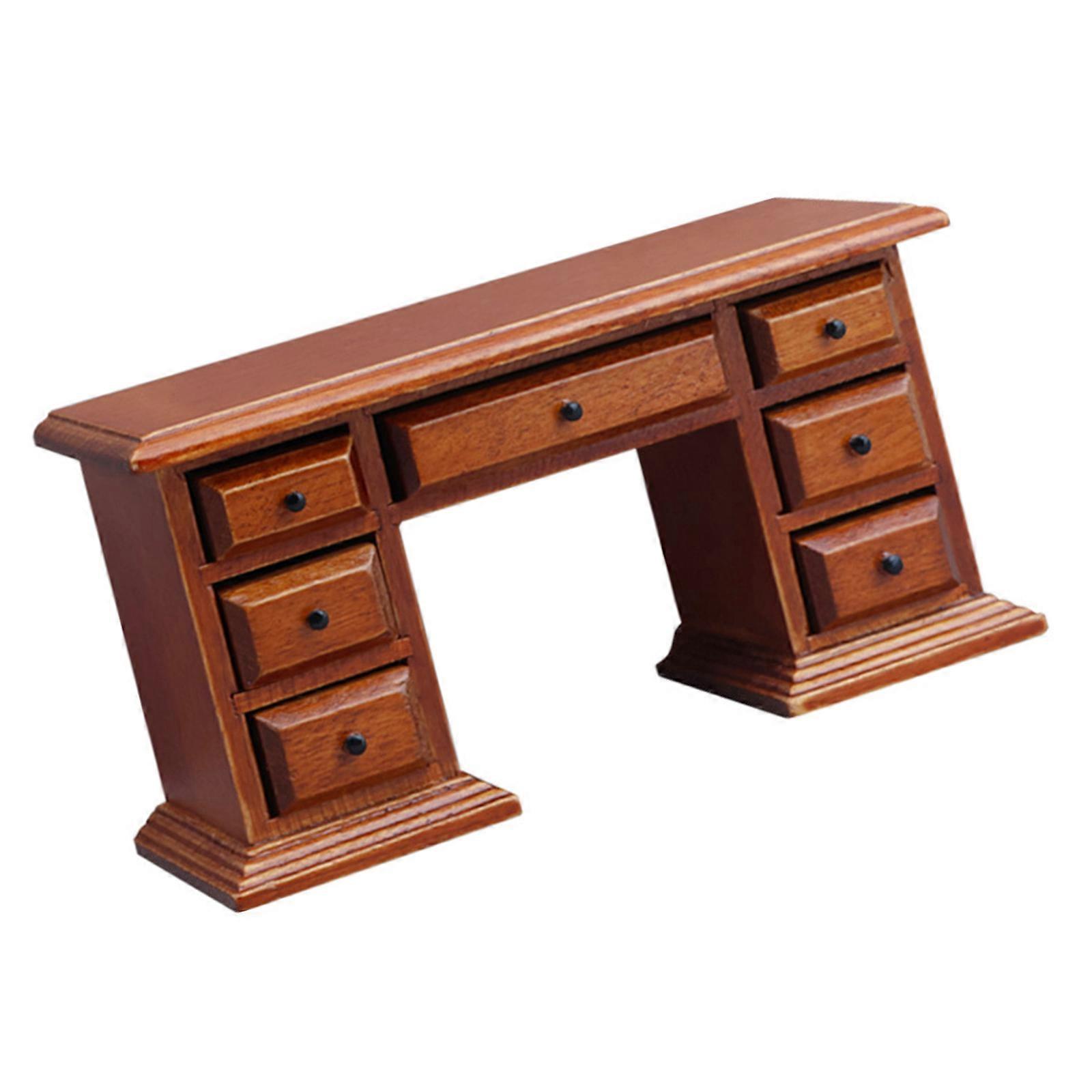 Miniature Desk Model Furniture 1/12 Doll House Accessory for Toy Collection Realistic Writing Table Scene Setting Props Multicolor