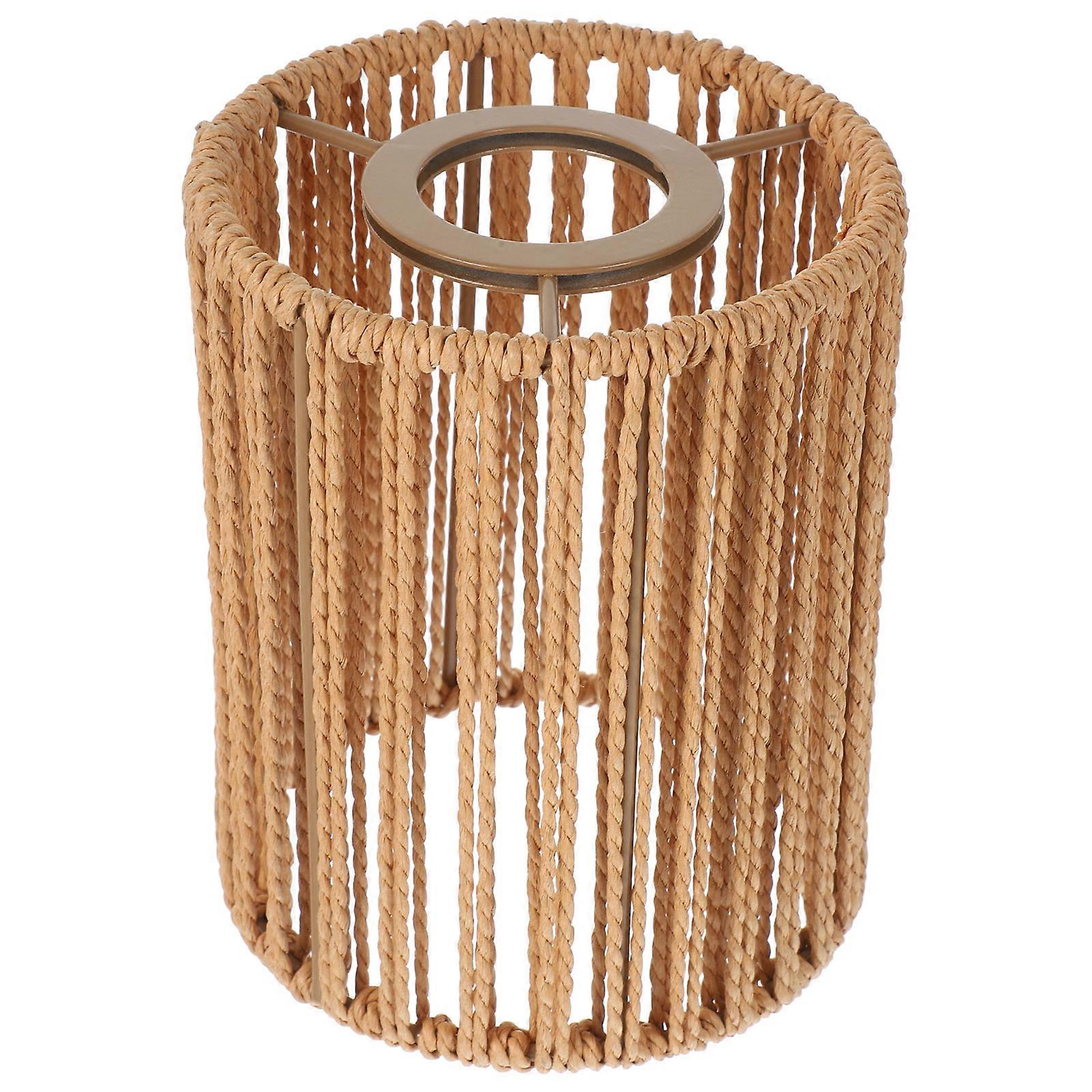 Abat-jour en corde de papier kaki pour plafonnier, style rustique