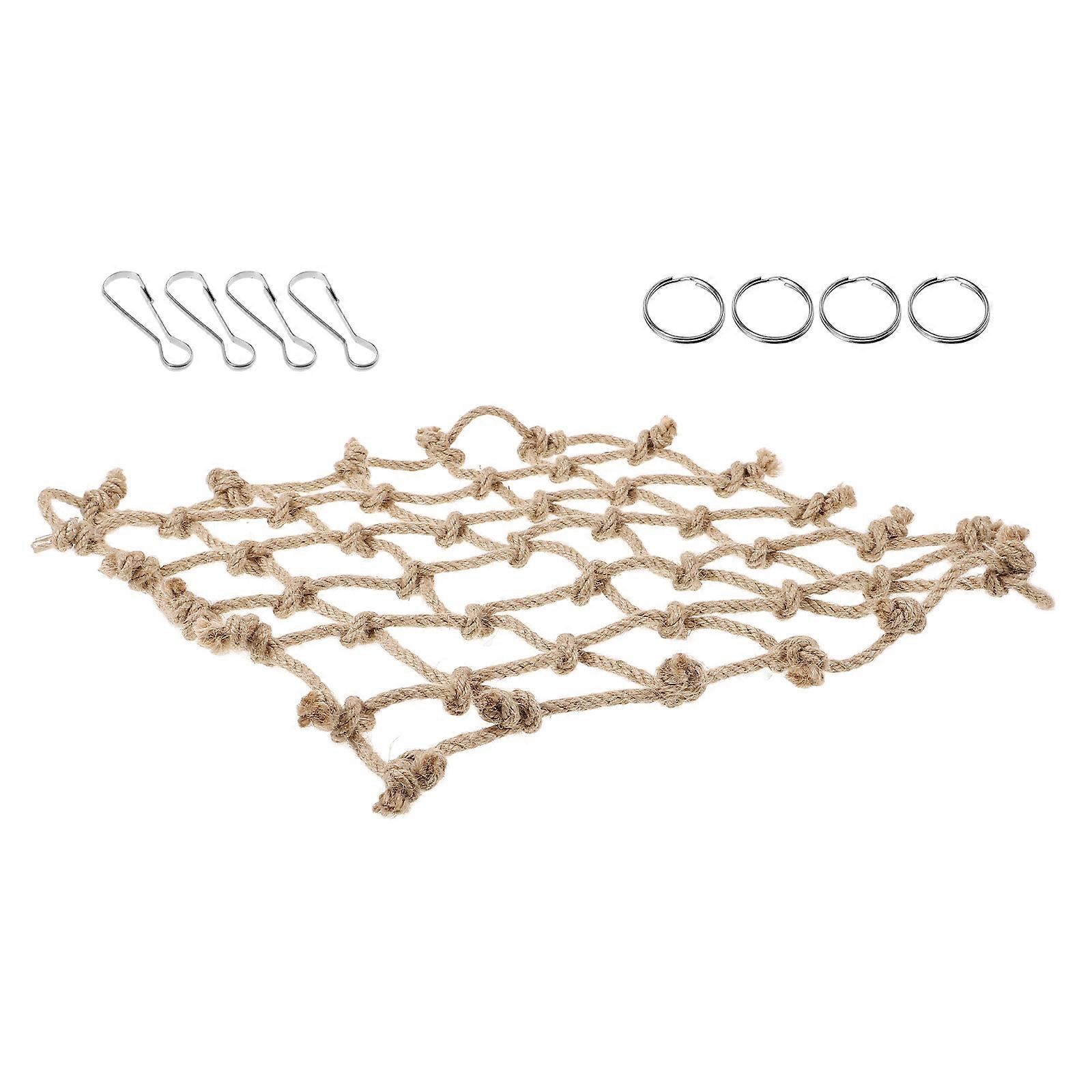 Parrot Climbing Net Hammock for Cage Hanging Light Brown Rope