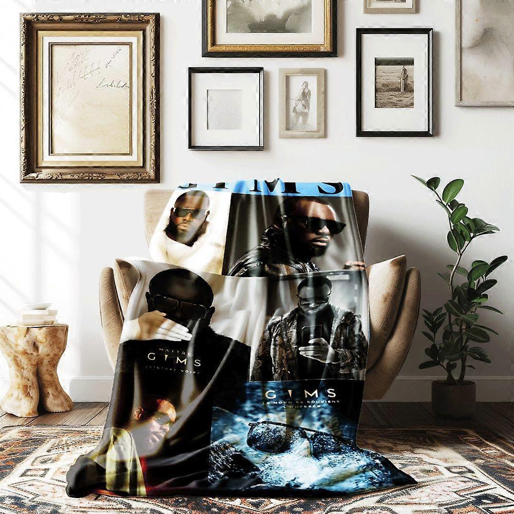 Maitre Gims Art-Themed High-Definition Digital Print Flannel Blanket, Multi-Functional for All Seasons, Hypoallergenic a-LAMGD60