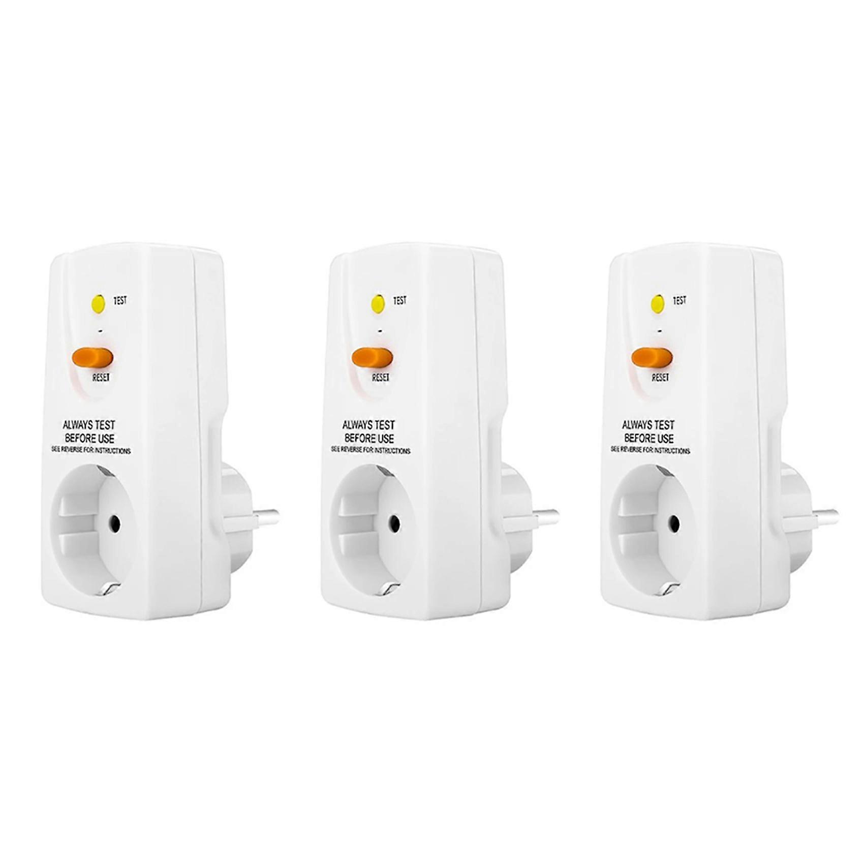 3X 16A Gfci Leakage Protection Plug Rcd Socket Home Circuit Breaker Cutout Switch Safety Personal EU Plug