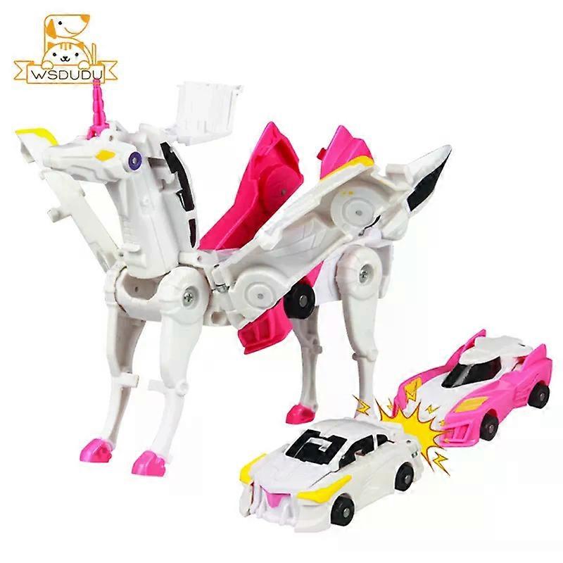 2 in 1 Magnetic Robot Car Transformer Collision Combine Unicorn Pegasus Dual Mode STEM Action Figure Mech Toy Kids Boys Gift