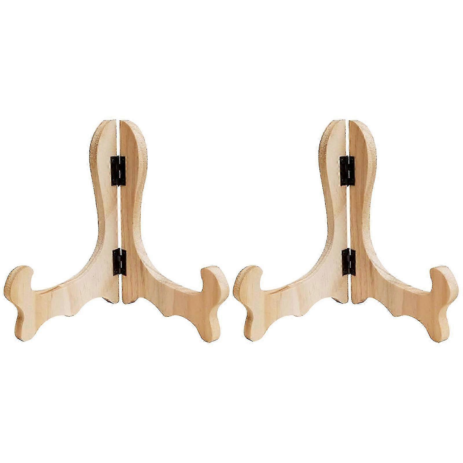 2 Pack Sturdy Wood Display Stand for Sculptures and Plates Portable for Home or Office Decoration Multiple Sizes w