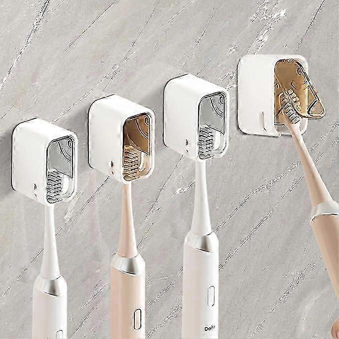 Badezimmer Zahnbürstenhalter Wandmontage 4 Stück Selbstklebend mit Abdeckung Organizer