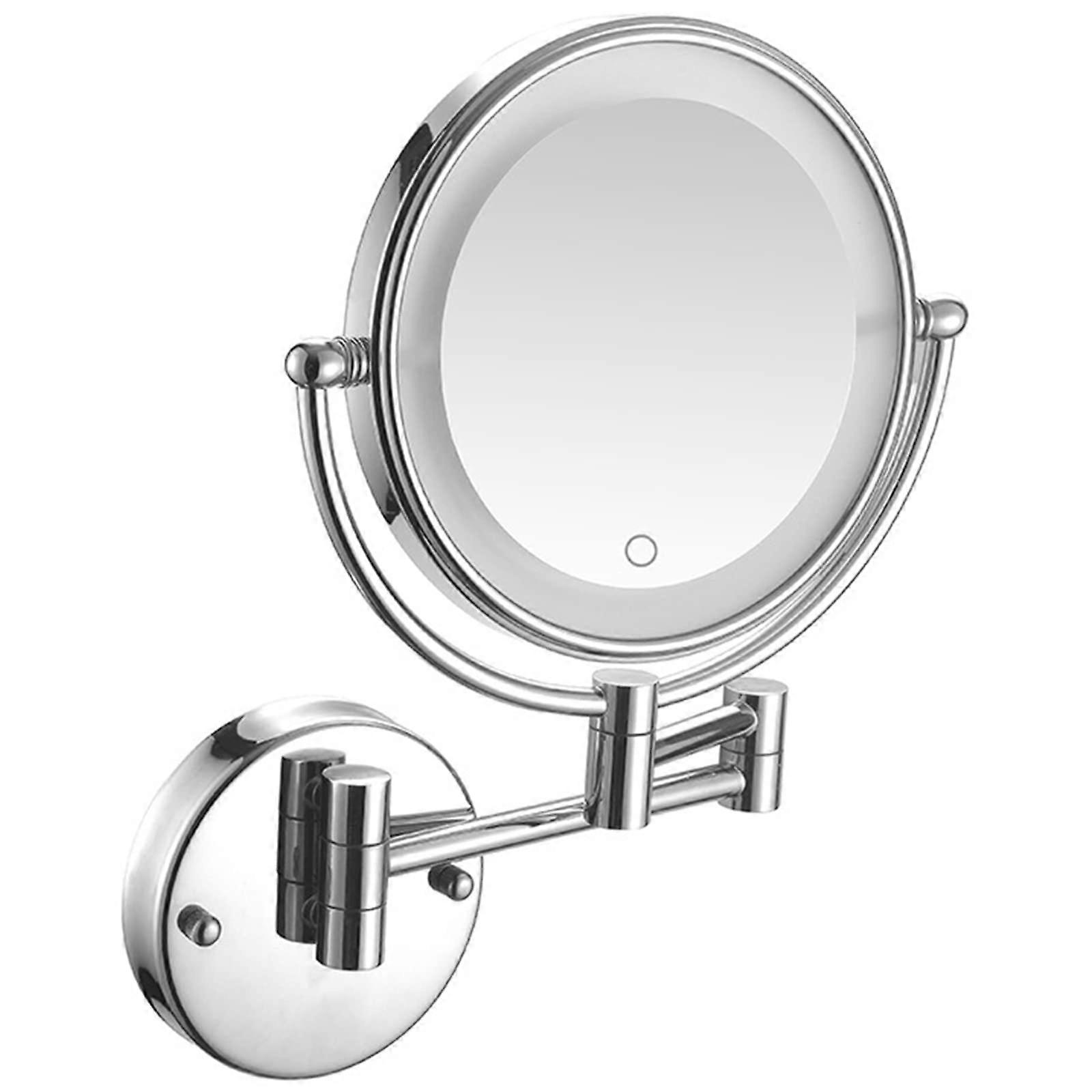 LED Wall Mounted Makeup Mirror with Touch Sensor Dimming, DualSided 5X 7X Magnification, Extendable Swivel Arm for Bathroom