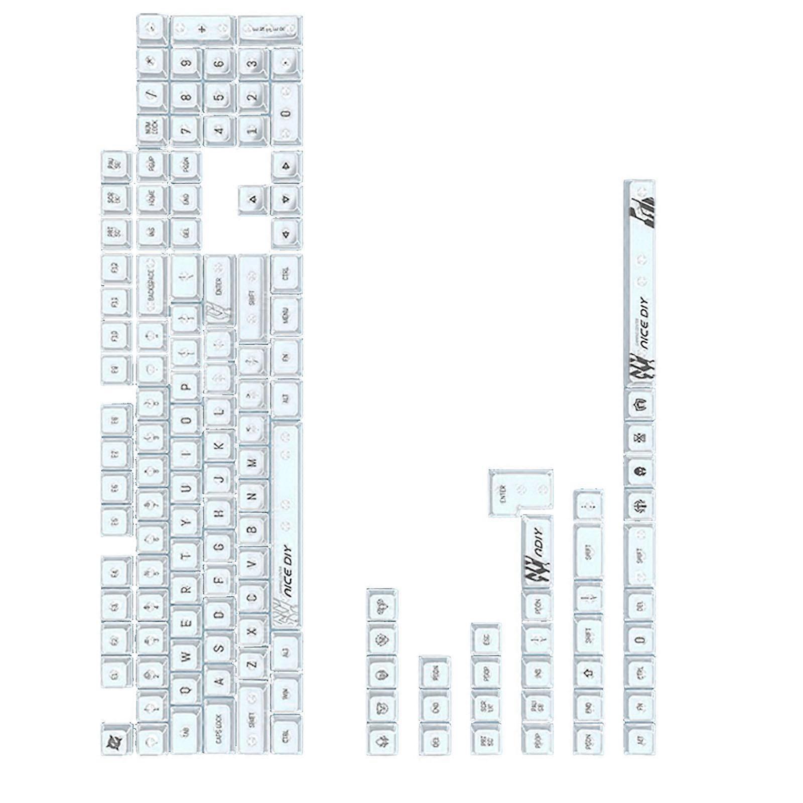 141Key MDA Height Keycaps for 61/68/75/84/87/98 Keyboard MDA Height Keycap Set with Sublimation Printing Comfort Touch  White
