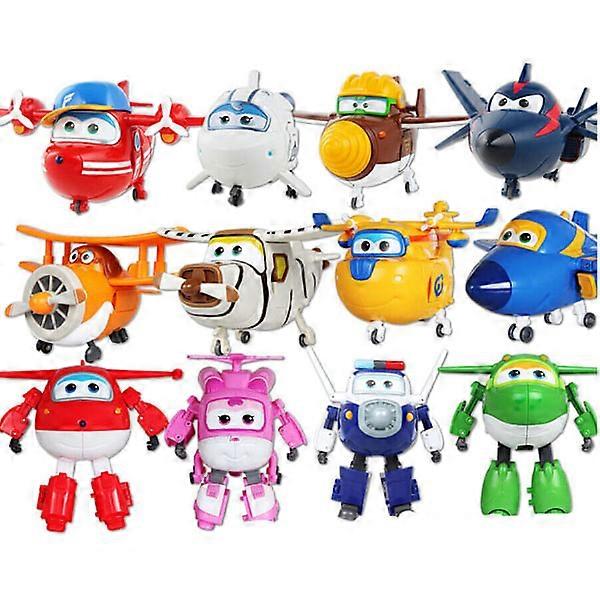 12pcs Animation Super Wings Airplane Transformable Robot Action Figures Toy Gift