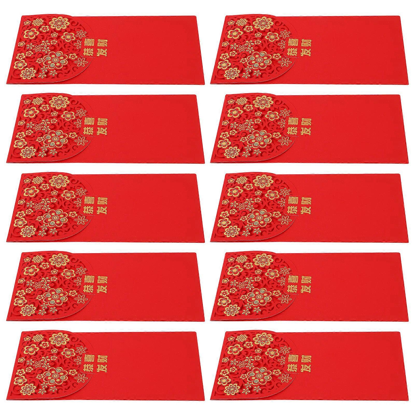 Red Envelope Paper Packets for Storage Use 10Pcs Chinese New Year Envelopes