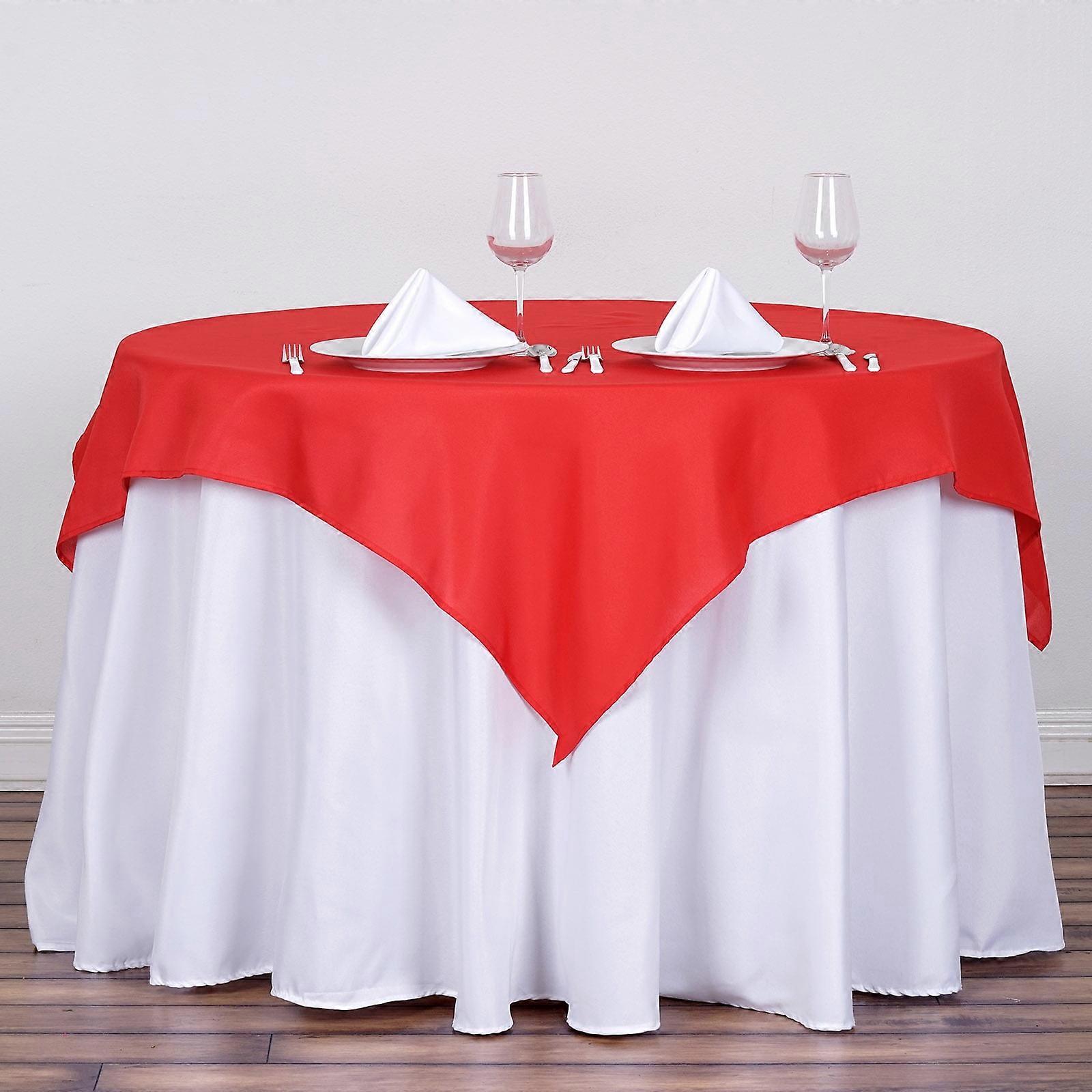 BalsaCircle 54" x 54" Square Polyester Tablecloth Red