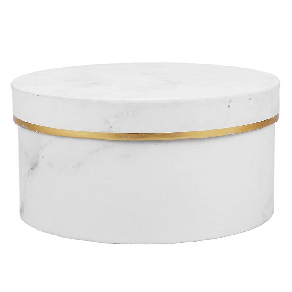 White Round Flower Box with Marble Design for Bouquet Packaging