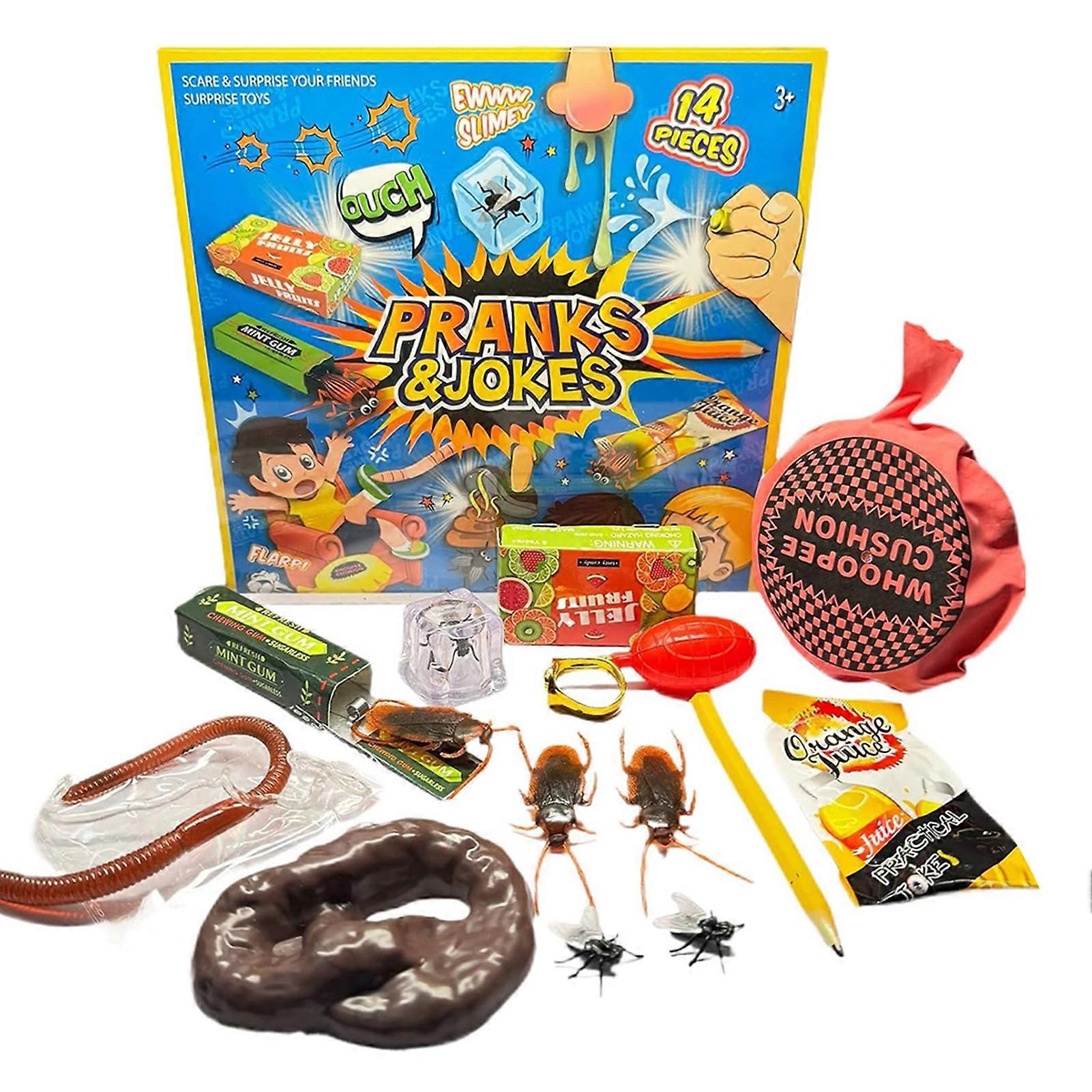 Kit de farces de 14 pièces - Gadgets rigolos ultimes pour le 1er avril - Cadeaux humoristiques pour hommes, femmes et amis