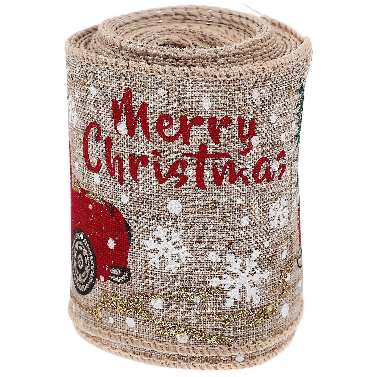 1 Roll Khaki Christmas Ribbon for Present Wrapping with Wired Edge