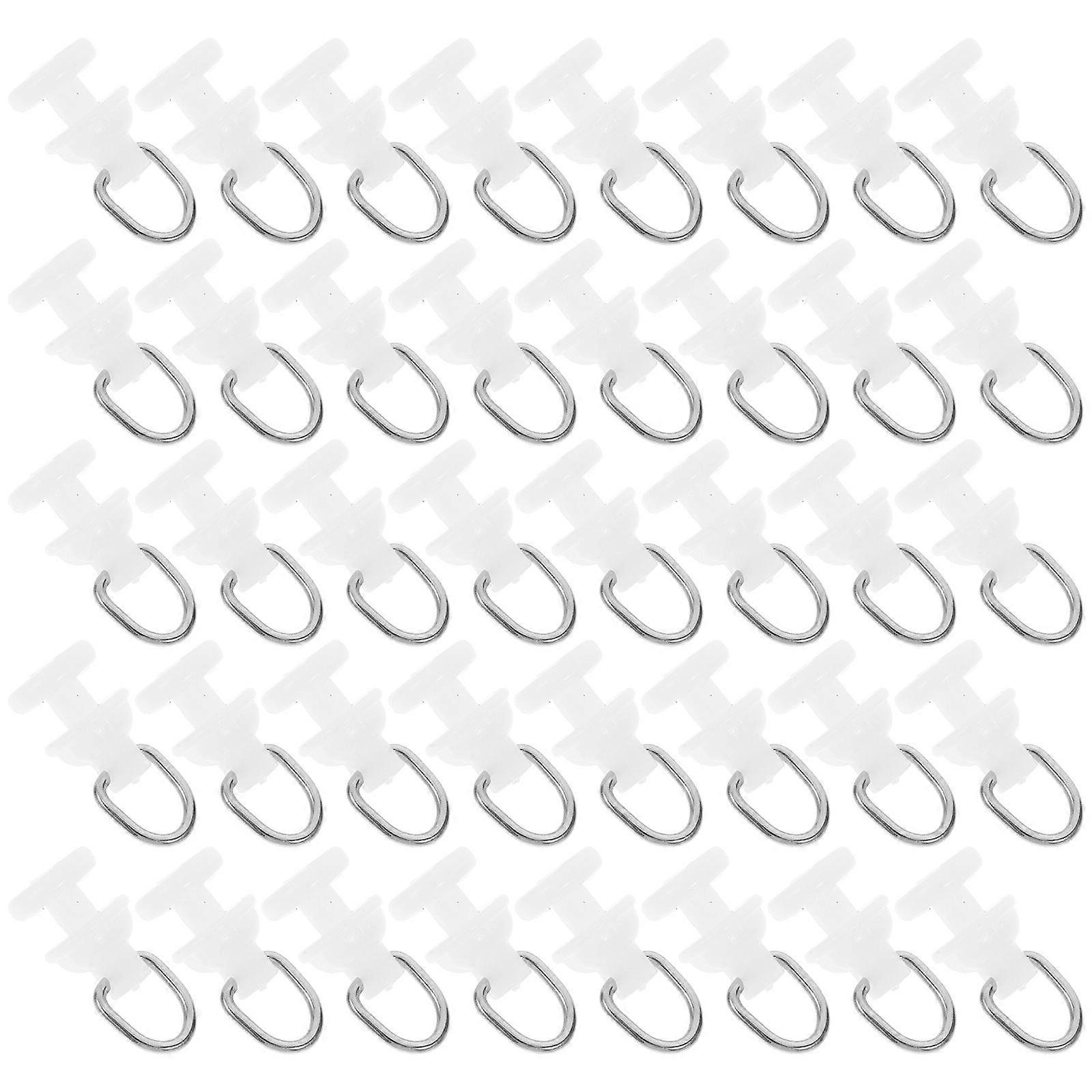 Curtain Track Hooks for Home White Color Quiet and Smooth Gliding Compatible with Various Tracks 50 Pieces