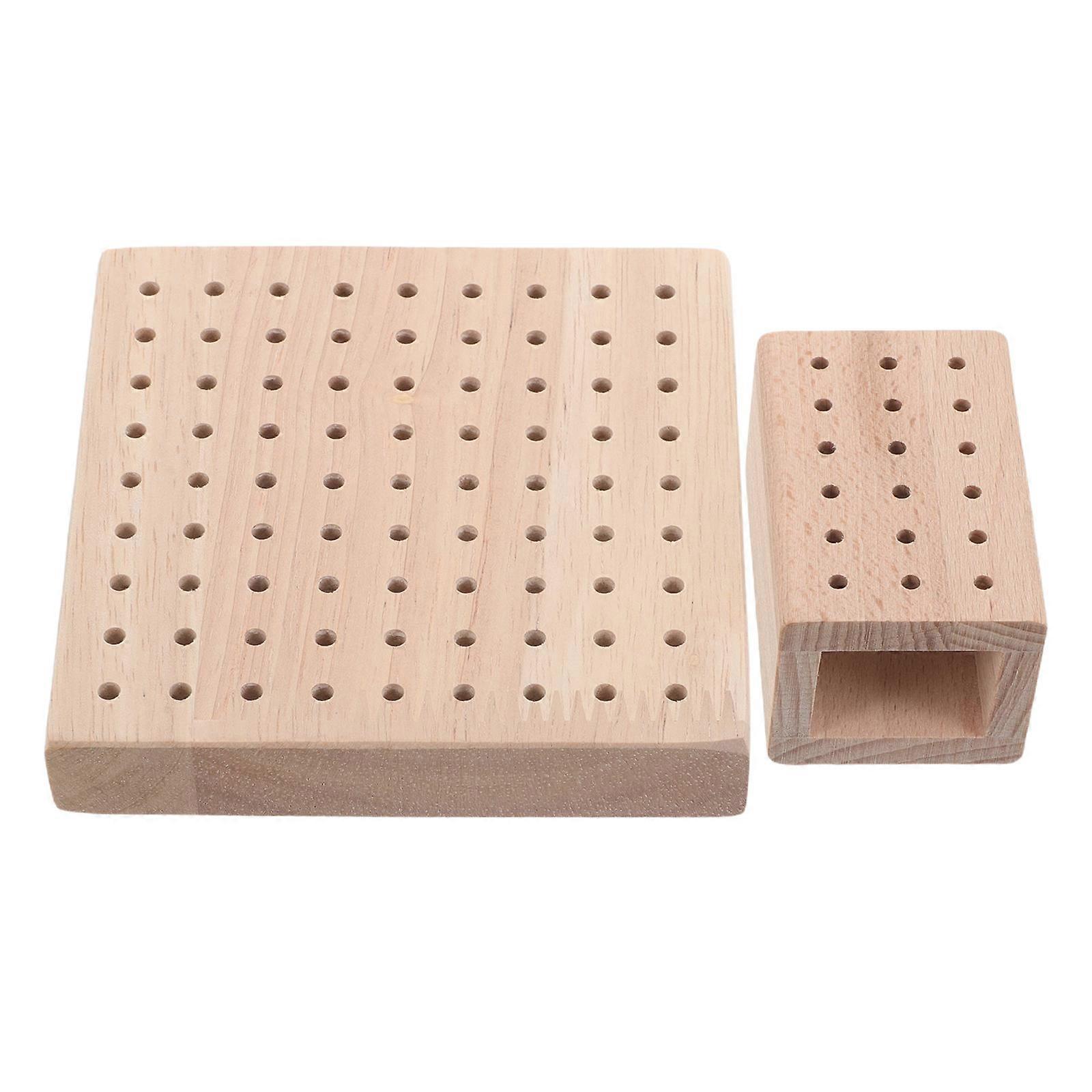 Nail Drill Box Wooden Organizer for Drill Bit Storage 2Pcs Display