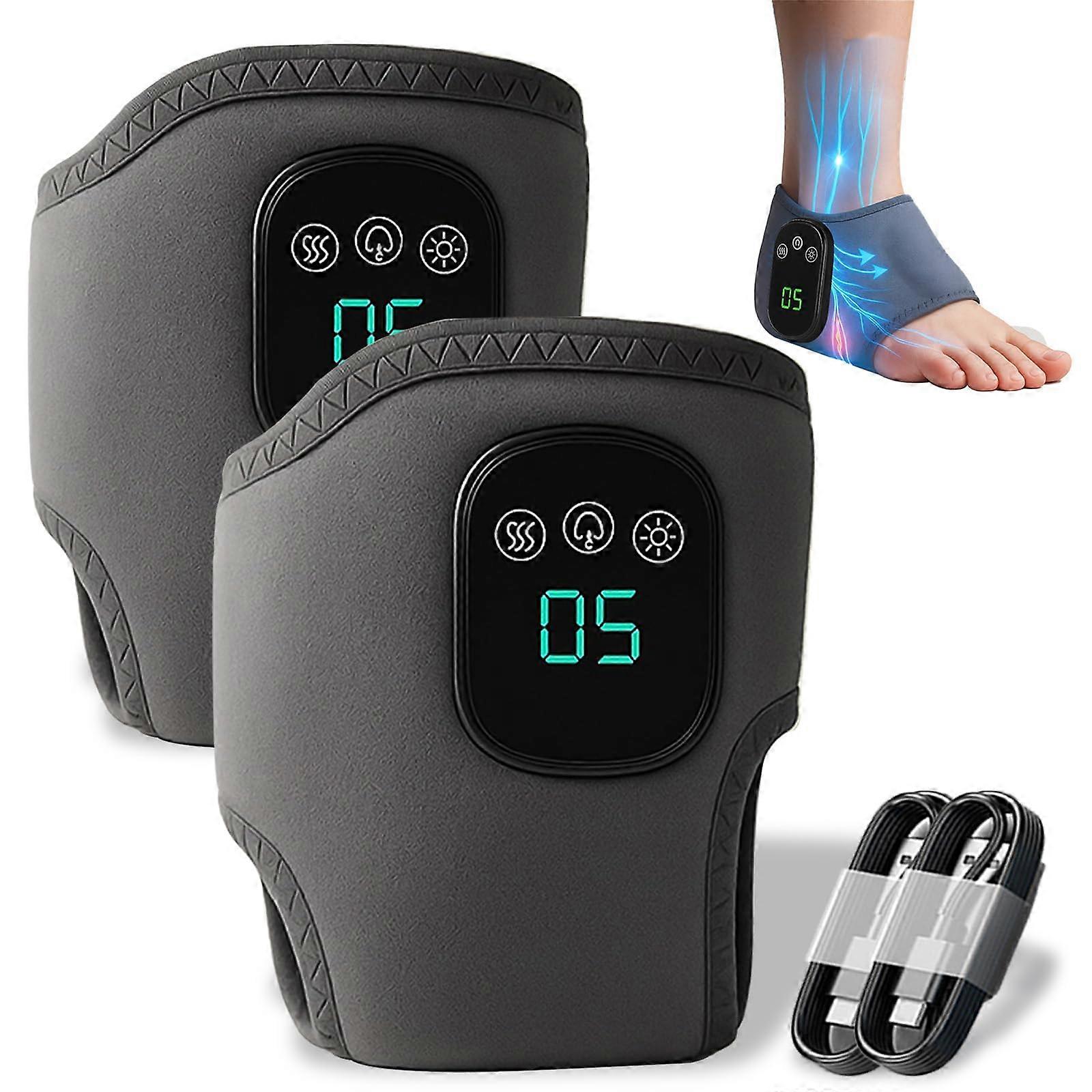 Heated Foot Massager for Neuropathy and Plantar Fasciitis with Vibration Compression and 5 Heat Levels (2PCS)