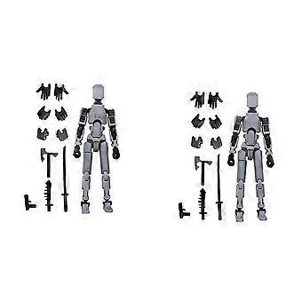 2X Robot Action Figure, 3D Printed with Full Articulation for Stop Motion Animation Gray