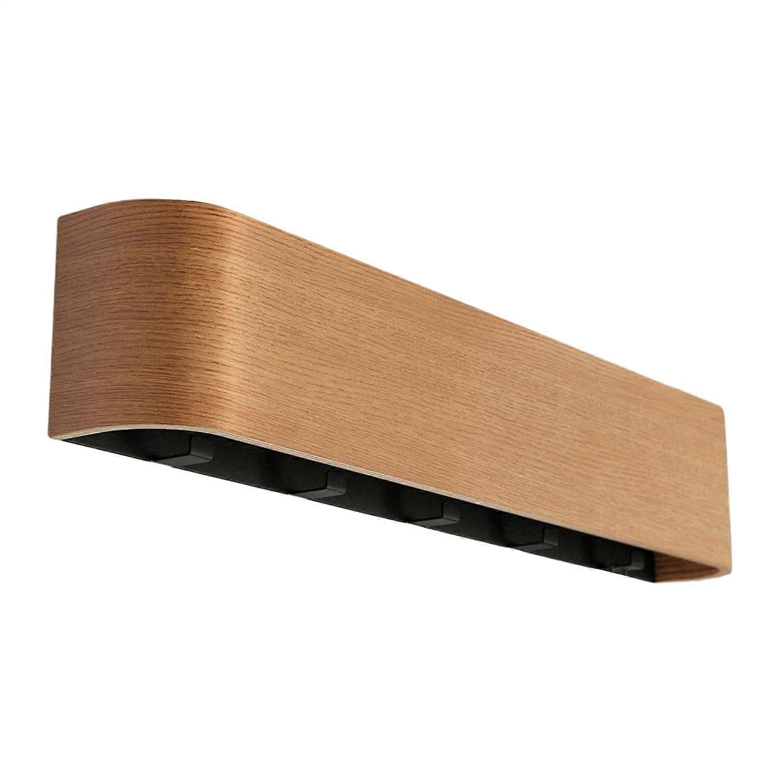 No Drill Walnut Wood Wall Mounted Coat Rack with Foldable Hooks for Space Saving Entryway