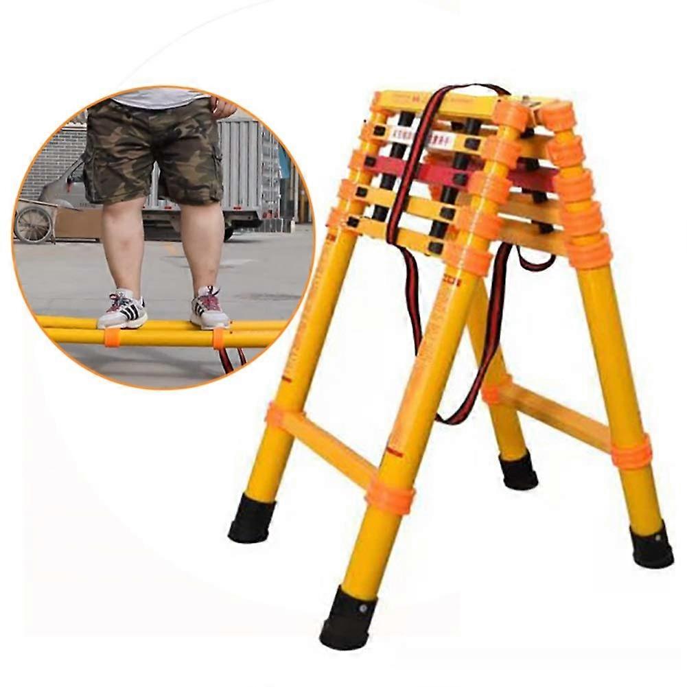 Heavy Duty Fiberglass Extension Ladder Adjustable Height 2.5m+2.5m NonConductive Foldable for Home and Professional Use