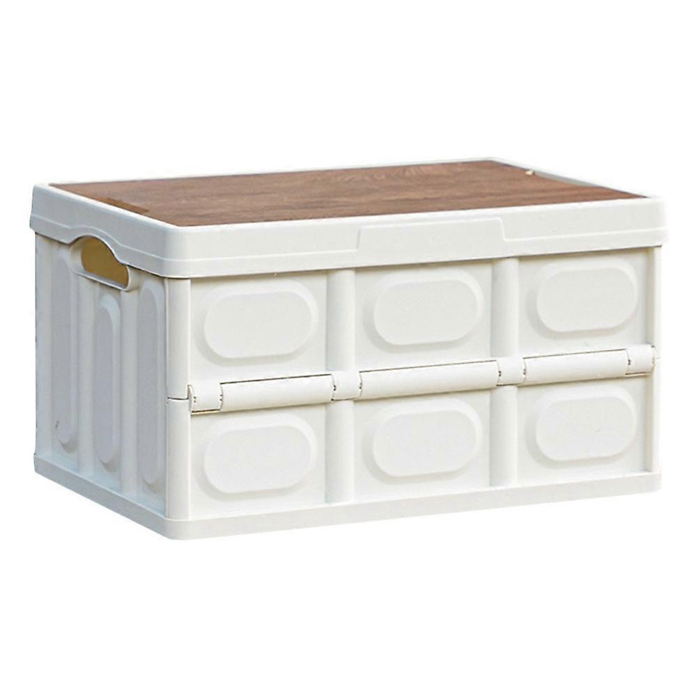 2Pcs Vehicle Storage Container Foldable Design Organizer for Outdoor Camping Rectangular High Load Bearing White