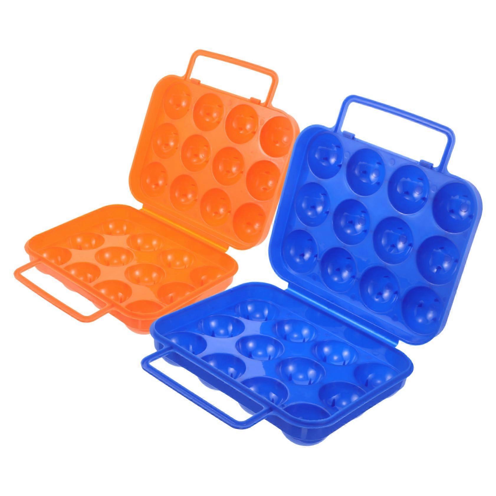 2pcs Egg Storage Containers with Handle, Shockproof Case for Outdoor Camping, Holds 12 Eggs