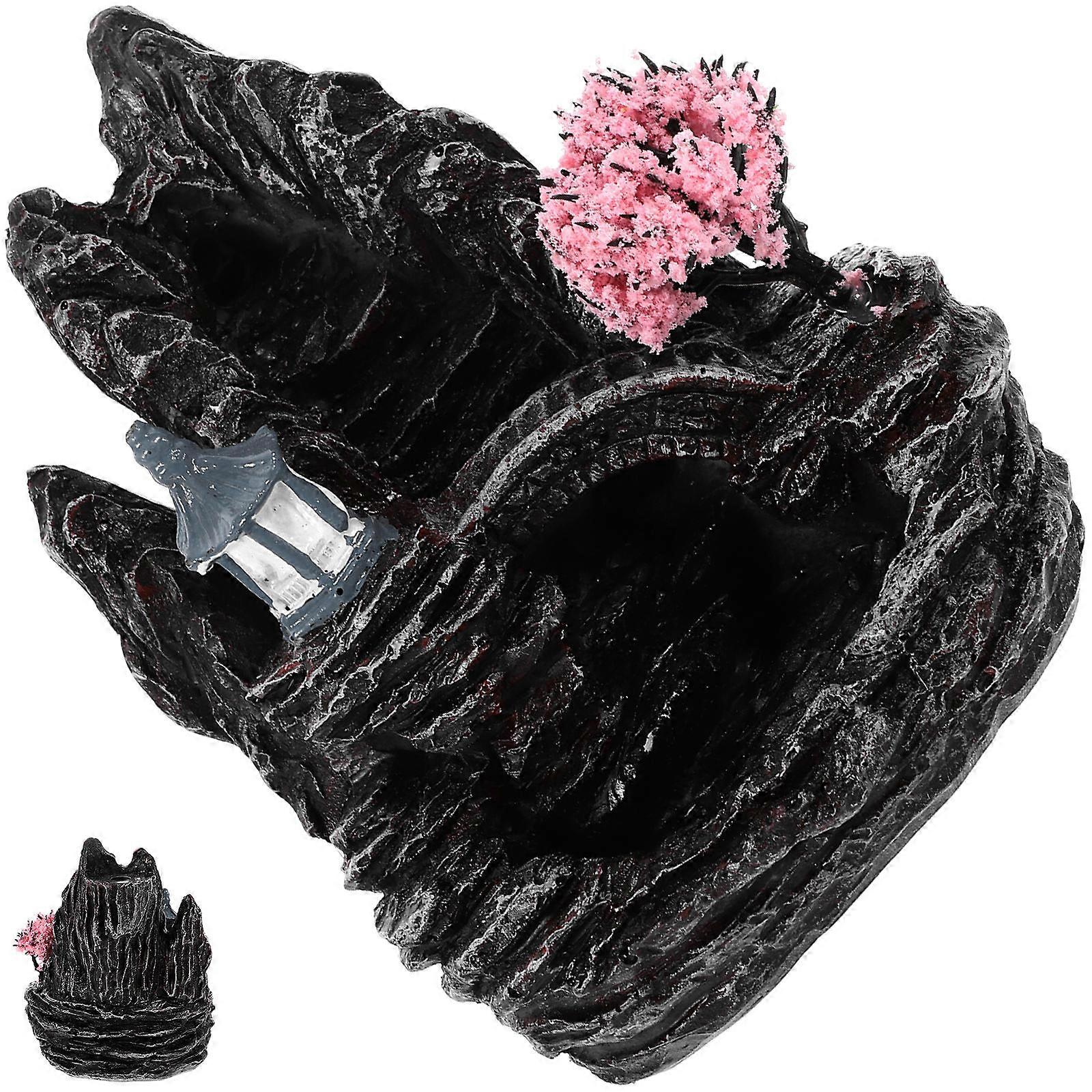 Black Resin Backflow Incense Burner for Decor Waterfall Effect Censer