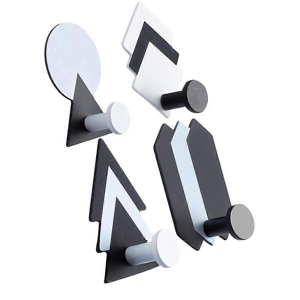 Wall Mount Hook Iron Adhesive Hook for Home Use 4Pcs Black Decorative Hangers