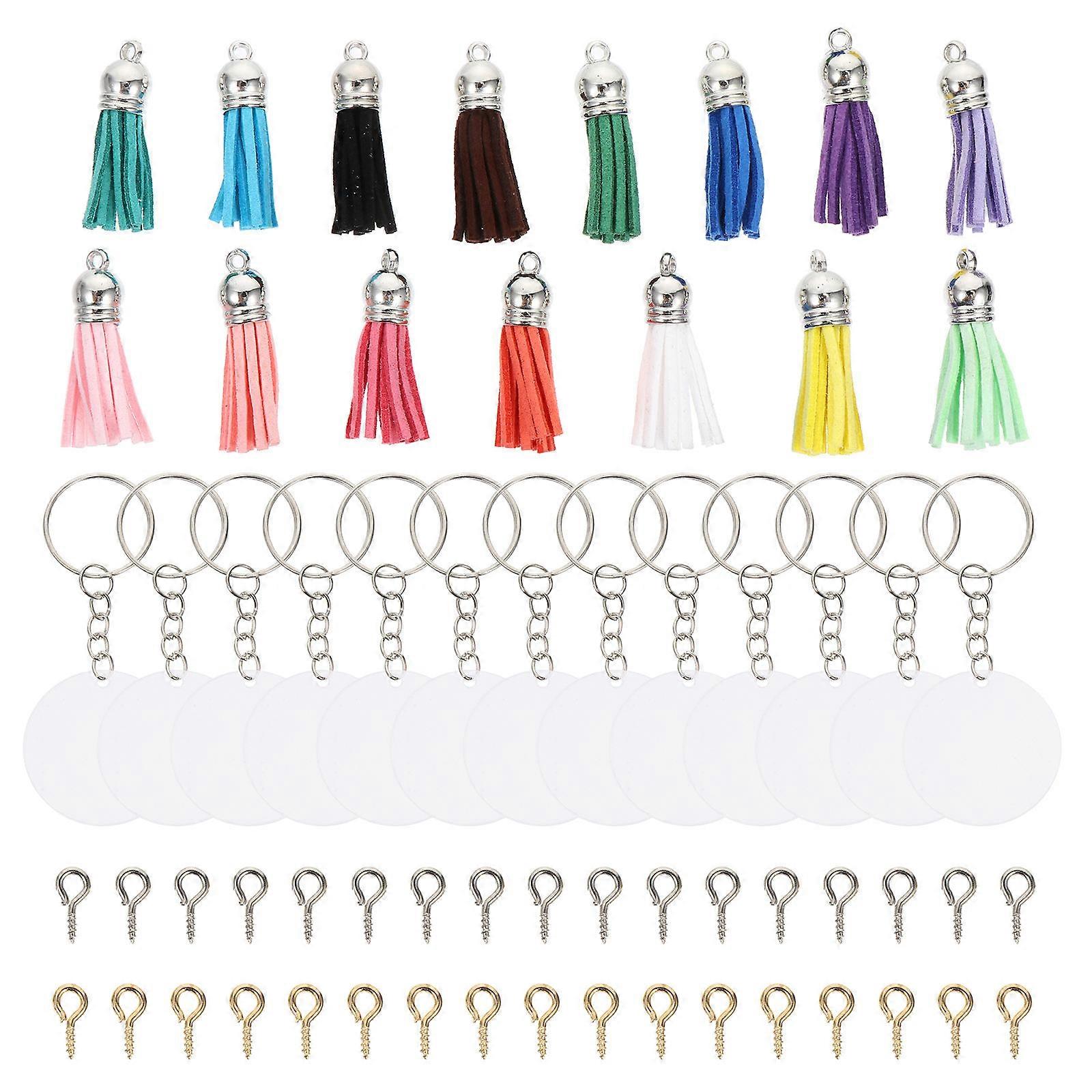 DIY Pendant Acrylic Keychain Discs for Crafting 5Sets Silver