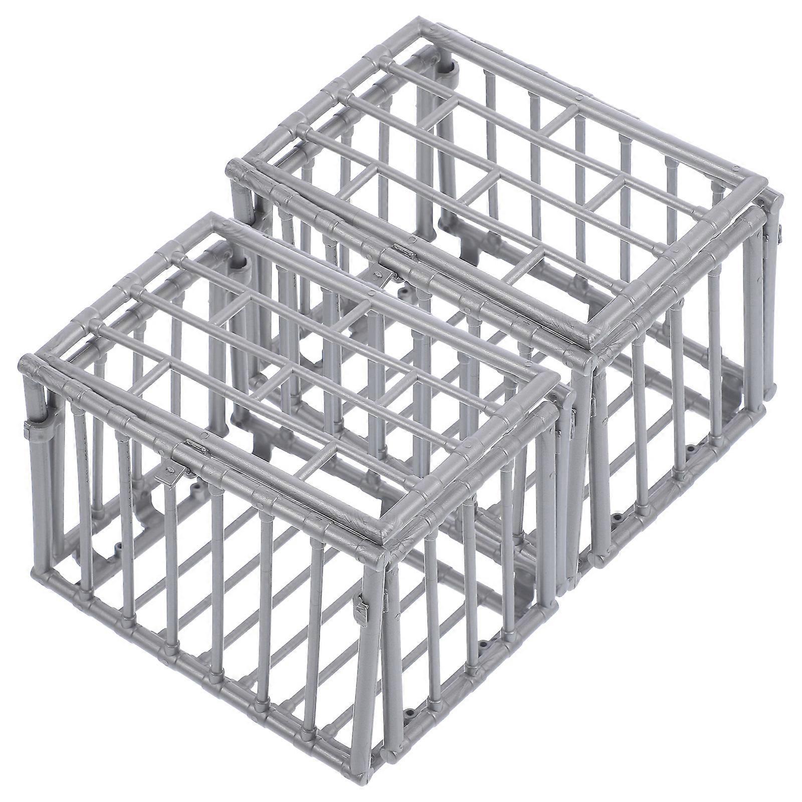 Mini Cage Model Plastic Cage for Home Use 2Pcs for Miniature Decor