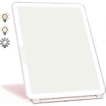 Schminkspiegel, beleuchteter Schminkspiegel, LED-Spiegel, Reise-Schminkspiegel mit Touchscreen (Pink) 25-26
