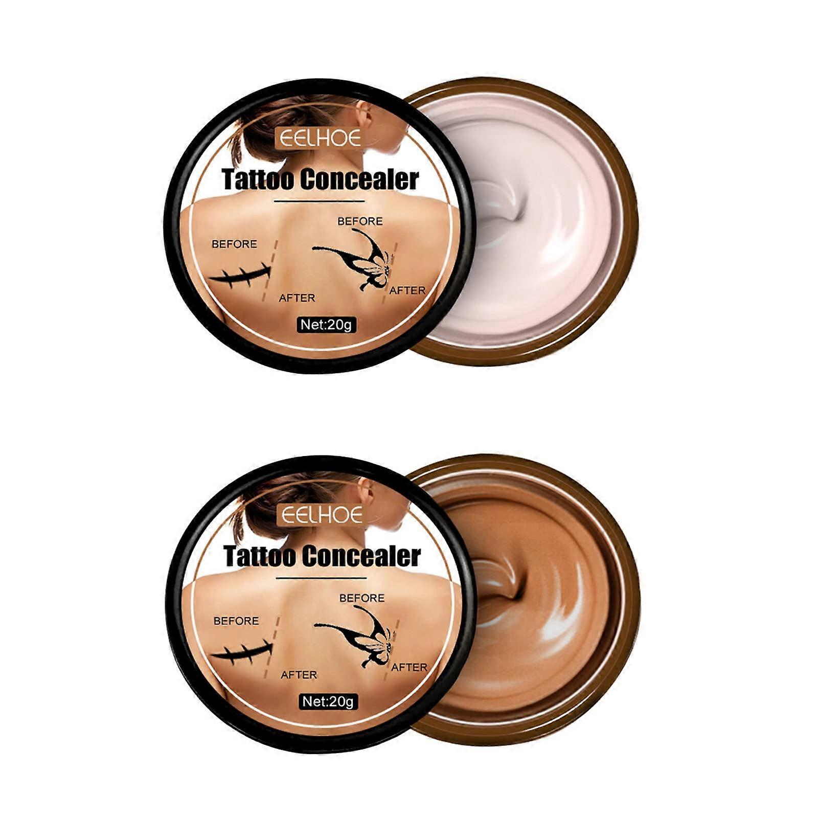 Tattoo Concealer Waterproof Full Coverage Cream Set for Scars Birthmarks Dark Spots 2 Colors