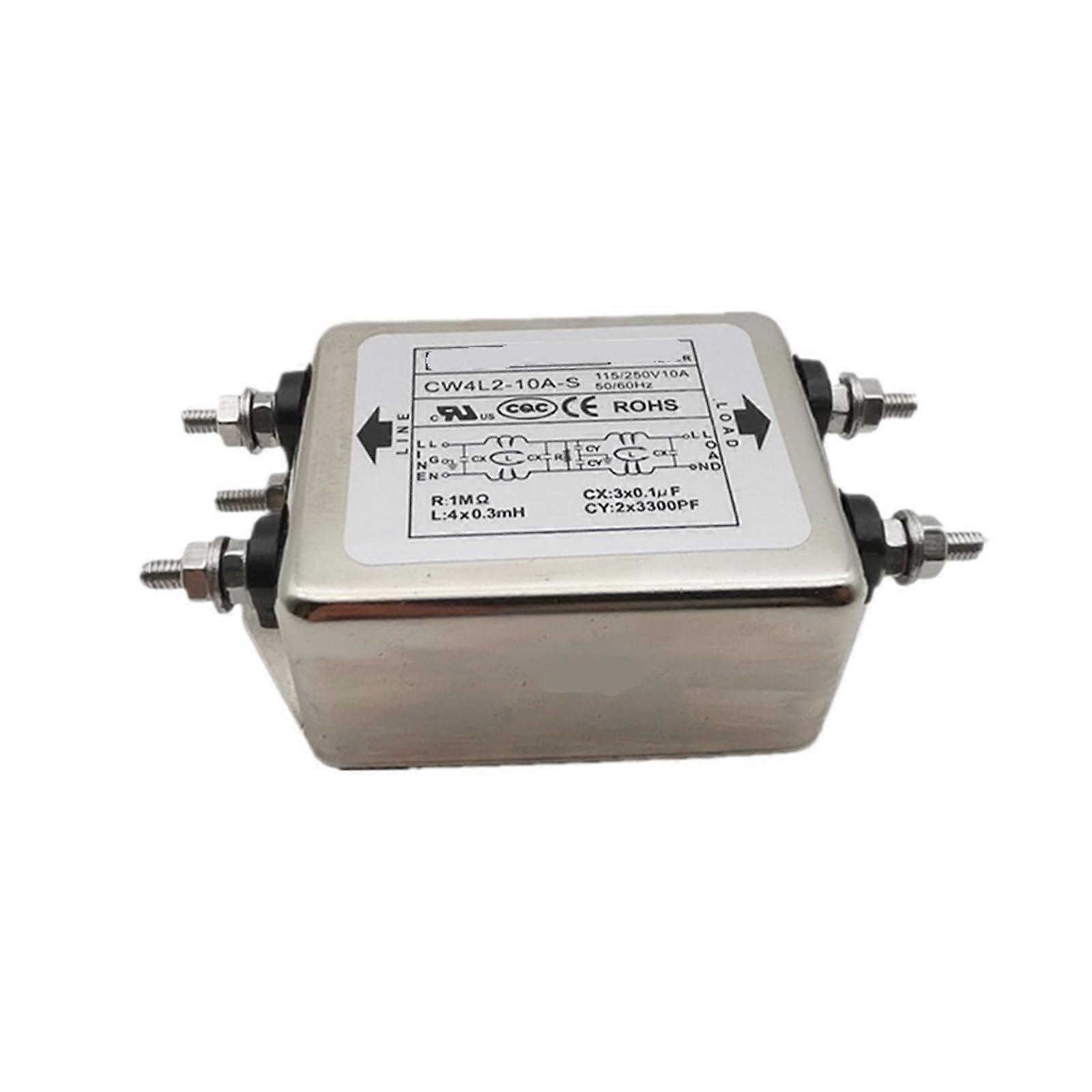 AC Power Filter 220V 10A SinglePhase EMI Noise Reduction AntiInterference for Stable Output