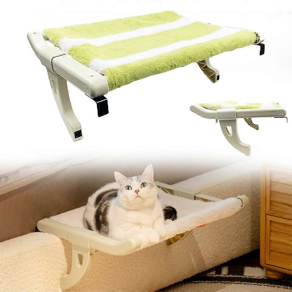 Cat Bedside Hammock Window Perch with Removable Washable Pad, No Drilling, Green