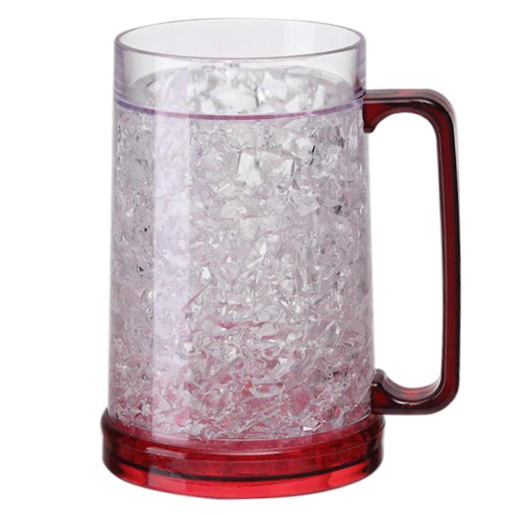 Frozen Beer Mug with Handle, Double Wall Freezable Gel Cup BPA , StayCold Design, Red