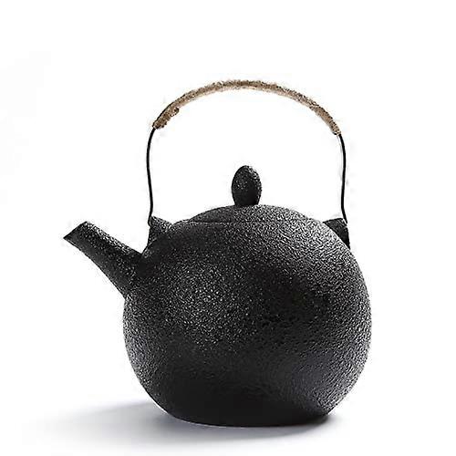 Large 2000ml Black Ceramic Teapot with Stainless Steel Infuser for Tea and Coffee