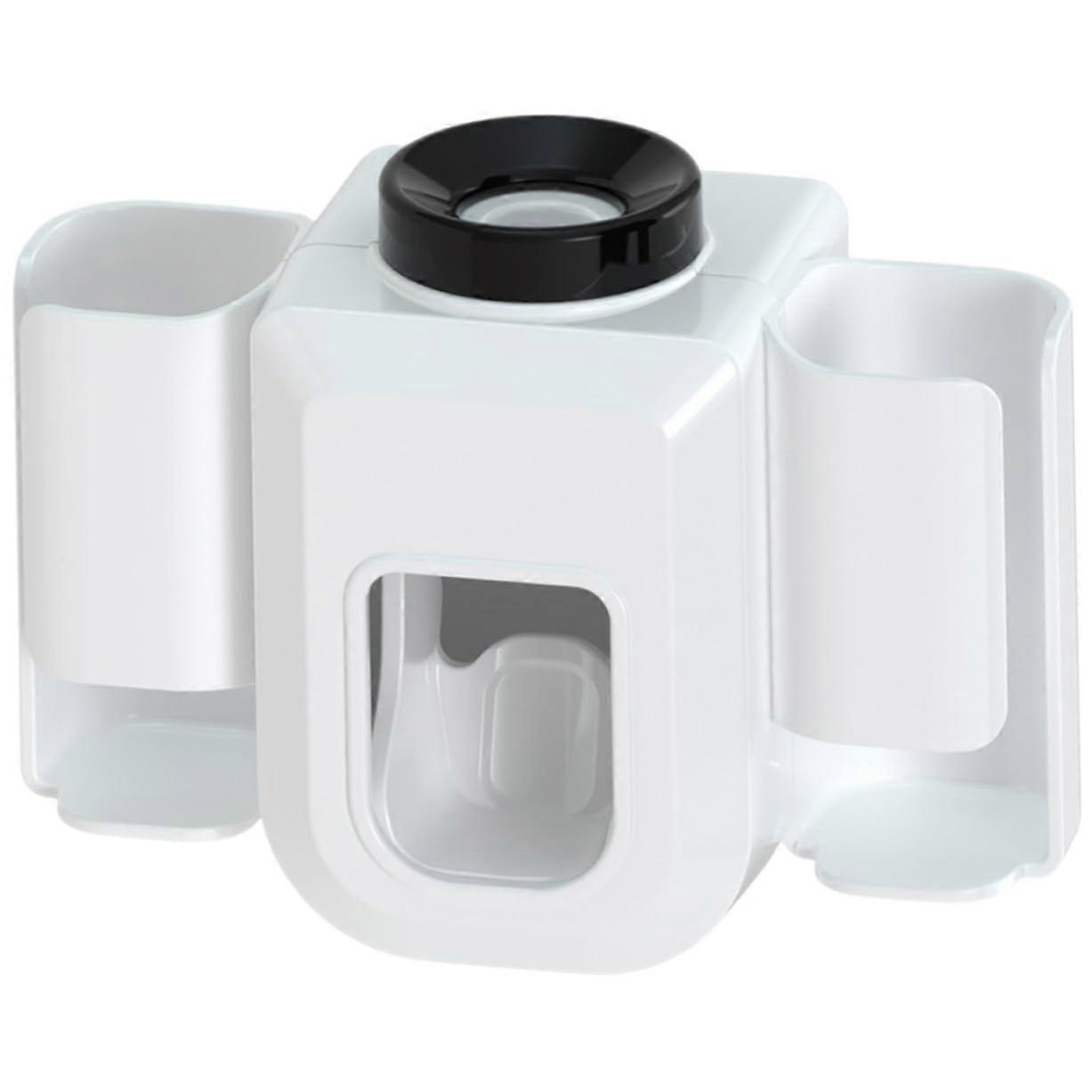 Wall Mounted Toothbrush Holder with Automatic Toothpaste Dispenser, Family Size Bathroom Organizer