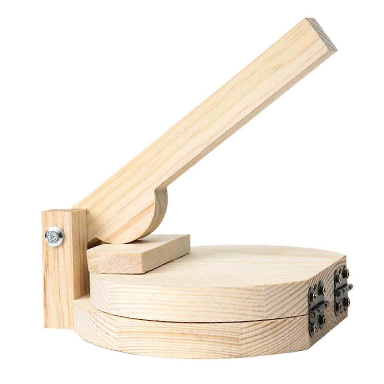 Wooden Dumpling Press Tool with Ergonomic Handle for Easy Dough Pressing and Quick Wrapper Making