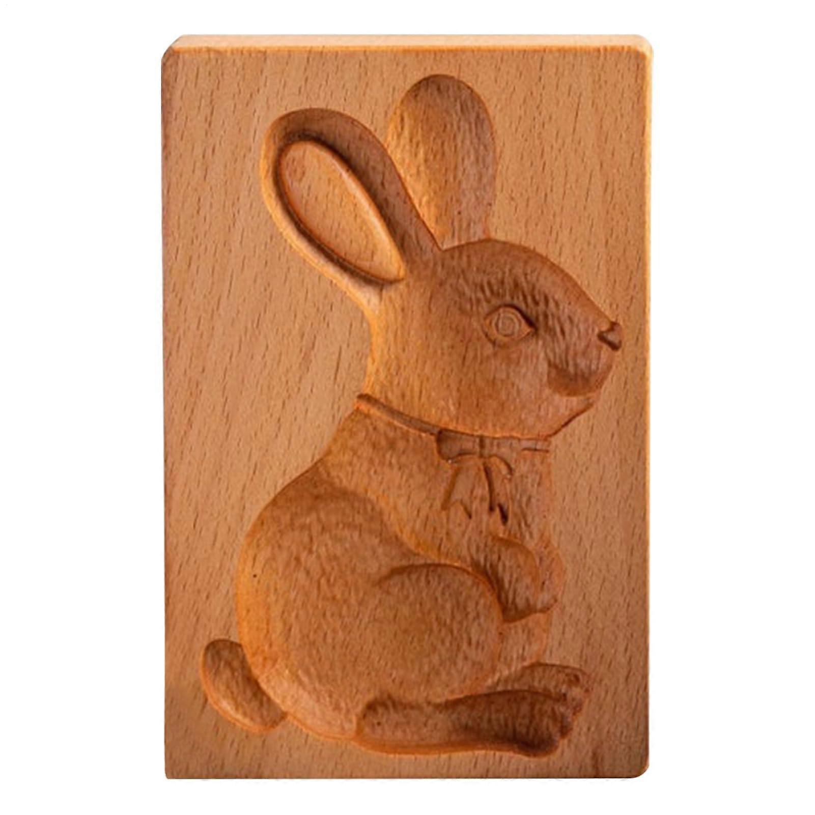 Wooden Cookie Mold Rabbit Design for Baking and Chocolates, Durable Embossing Press