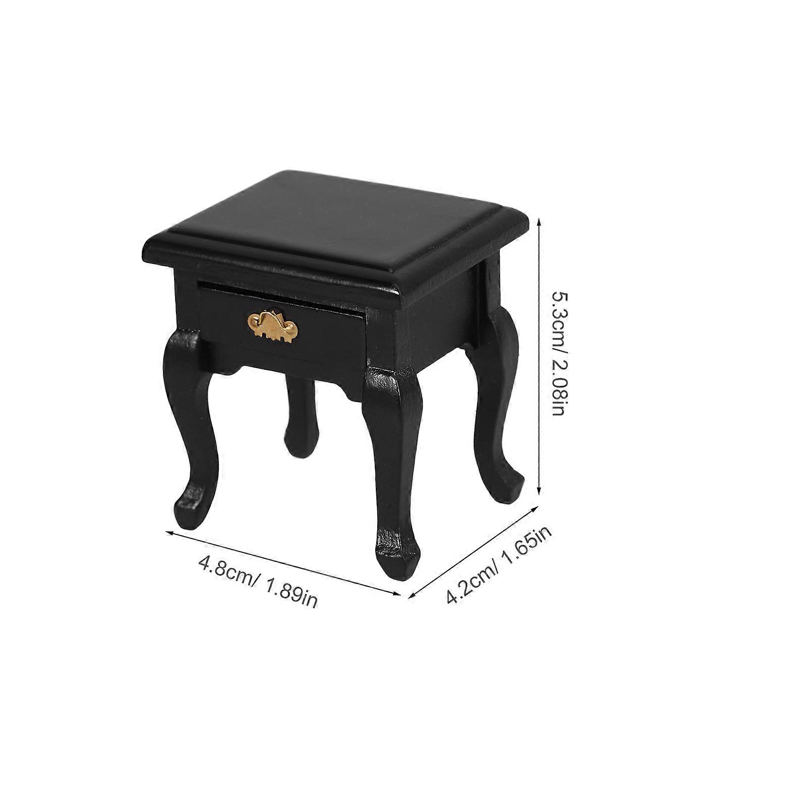Wood Mini Bedside Table for Decoration Miniature Nightstand Model
