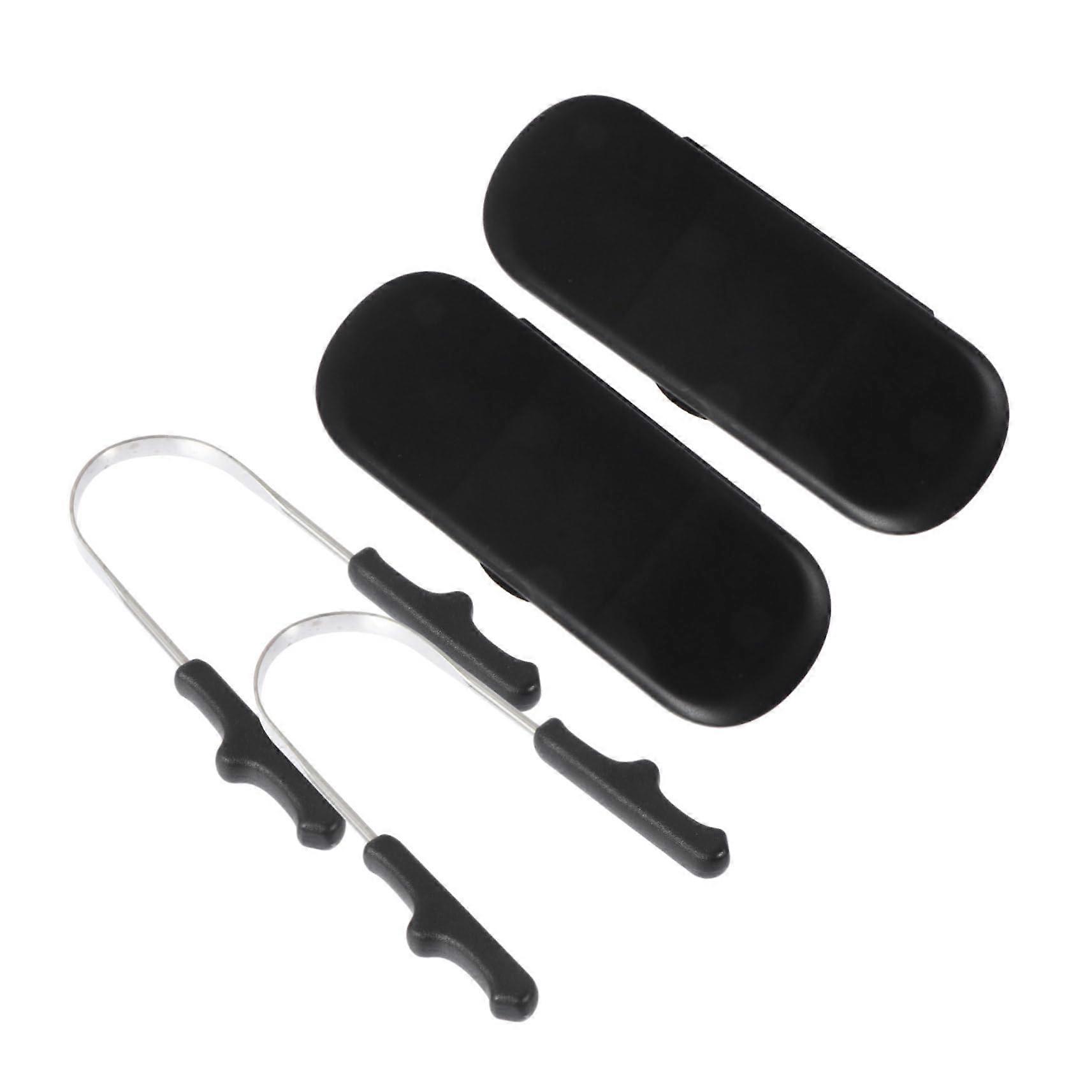 2 Sets U Shaped Tongue Scraper with Storage Case, Reusable Cleaner for Fresh Breath