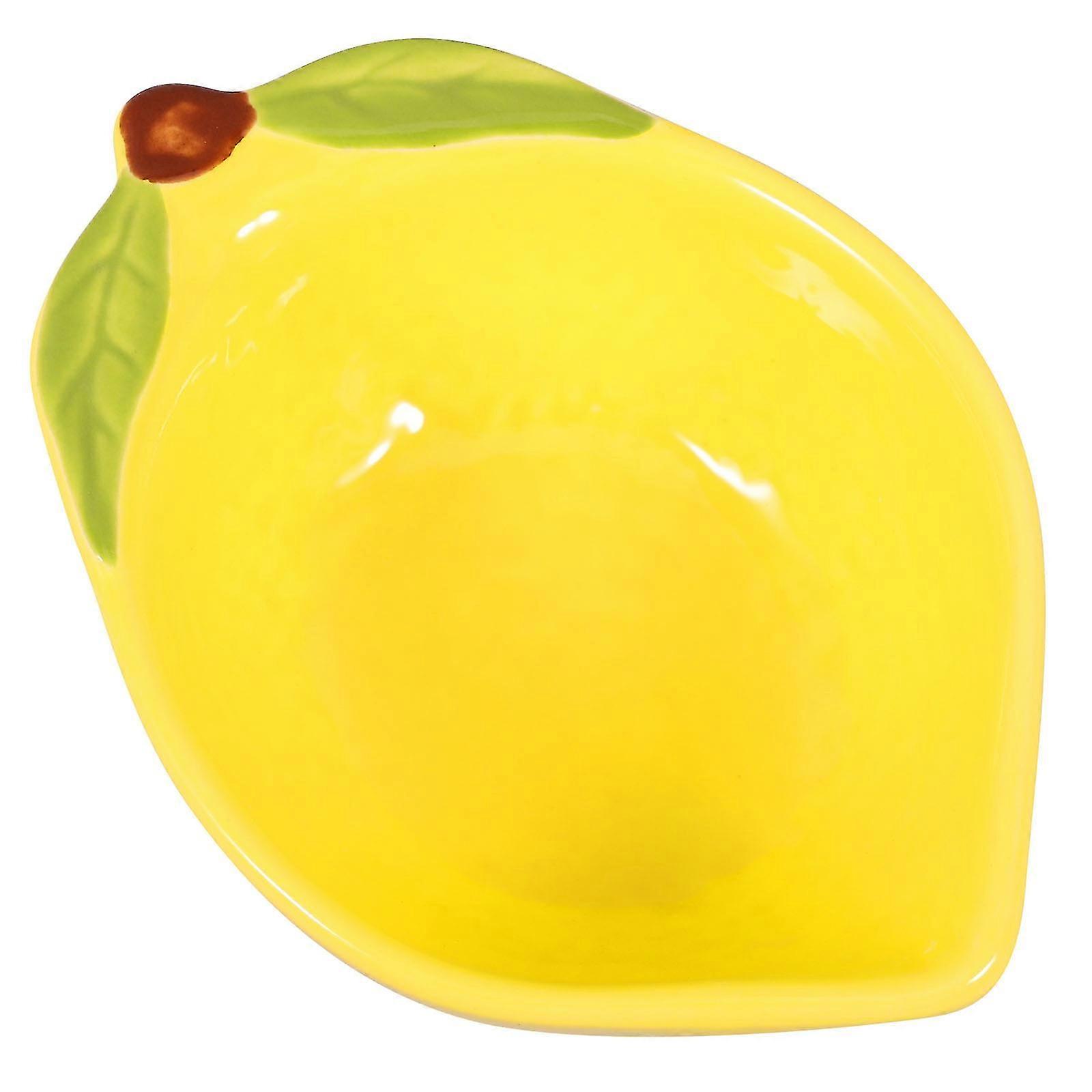 Yellow Ceramic Lemon Plate for Storage 1 Piece Kitchen Fruit Serving Bowl