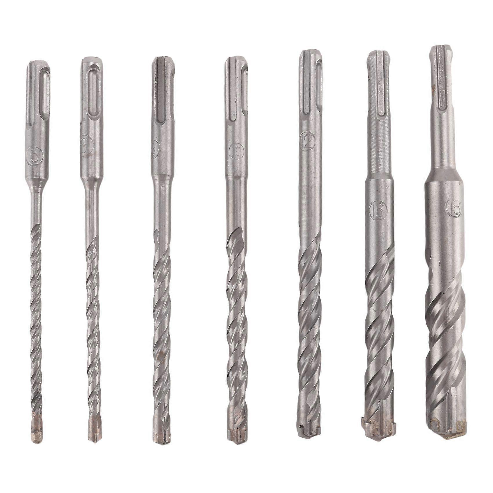 7 Pcs SDS Plus Hammer Drill Bit Set, (4-Flute)