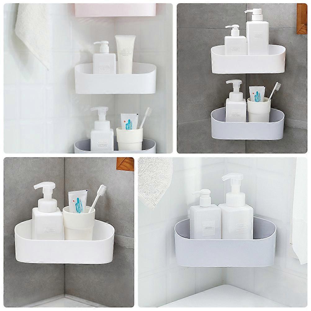 Storage Rack Wall-Mount for Bathroom Use 2Pcs Simple White Plastic Shelf