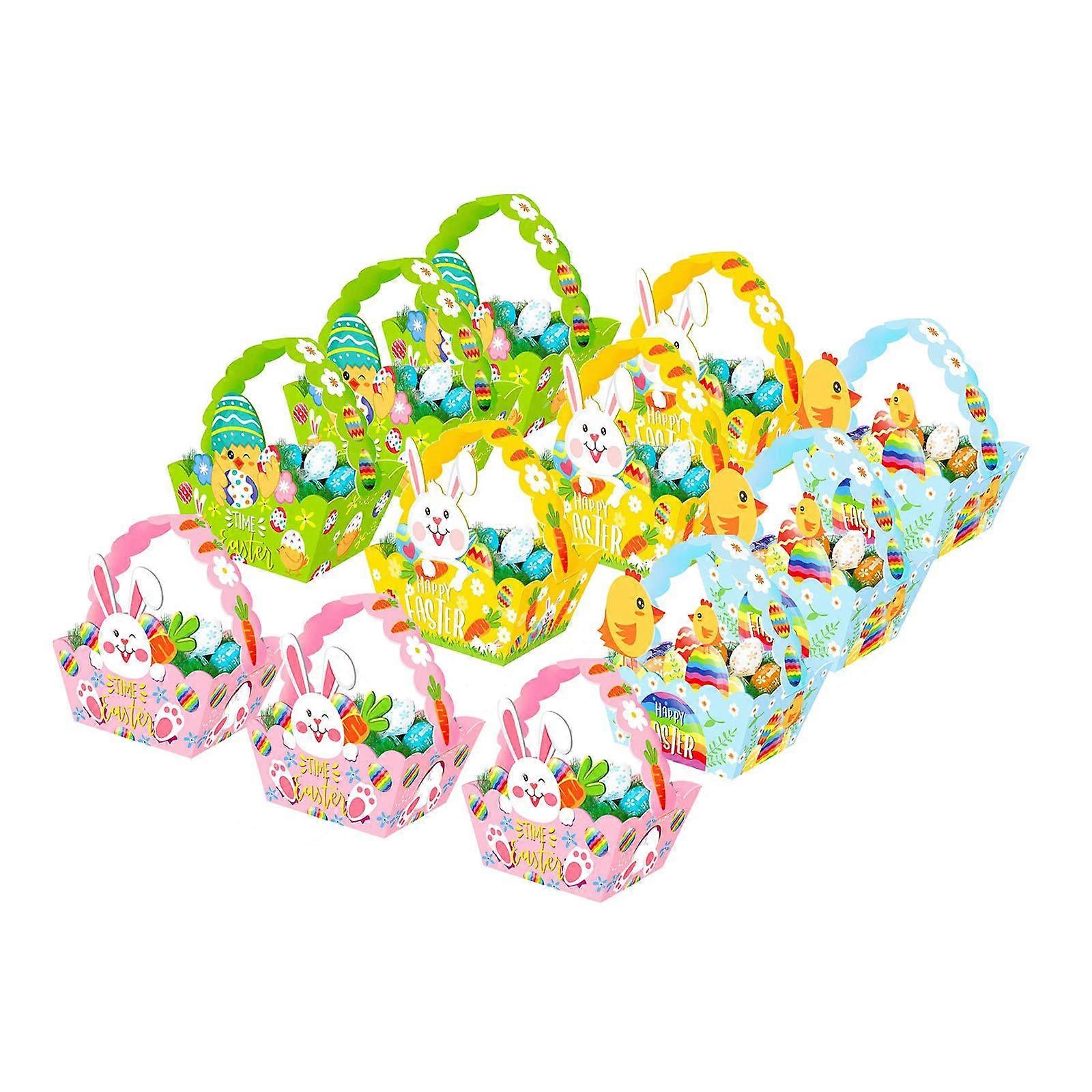12 Pieces Easter Baskets for Kids Easter Theme 4 Designs Small Treat Boxes